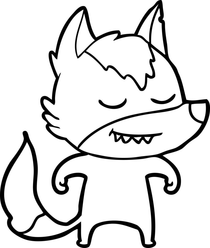 friendly cartoon wolf vector