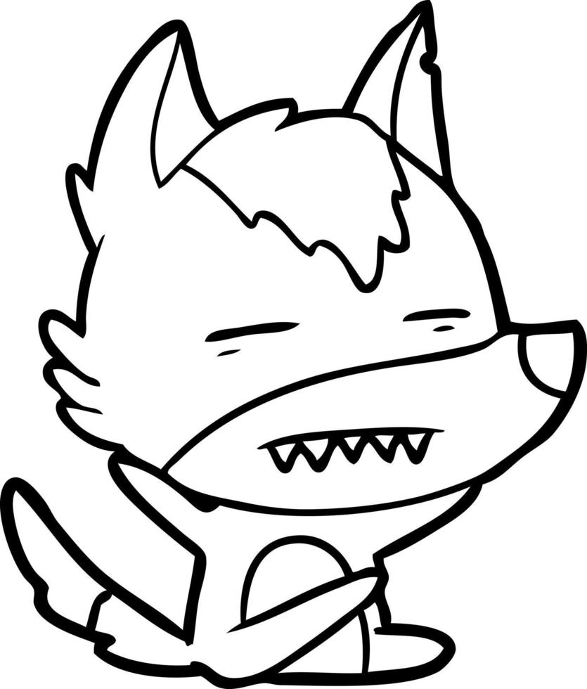 cartoon wolf showing teeth vector