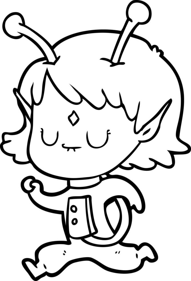 cartoon alien girl vector