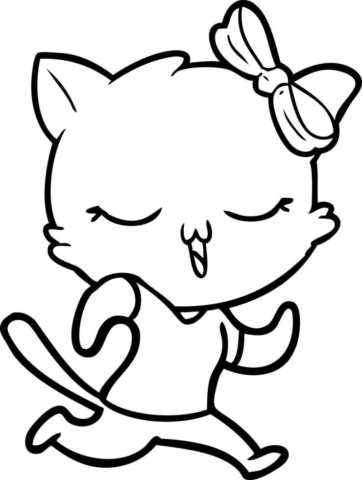 cartoon cat with bow on head vector