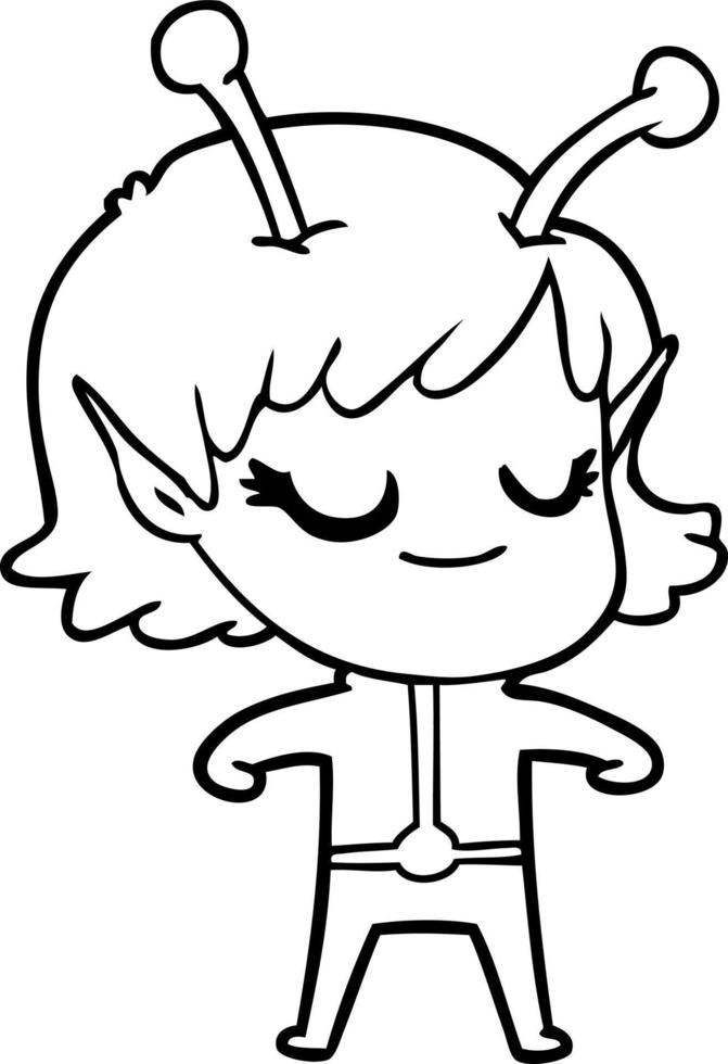 smiling alien girl cartoon vector