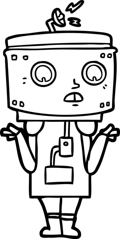 robot de dibujos animados encogiéndose de hombros vector