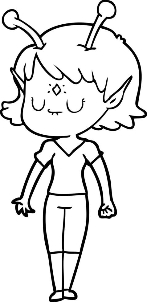 cartoon alien girl vector