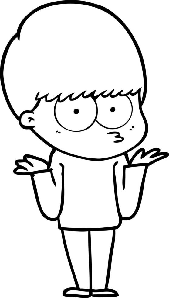 confused cartoon boy shrugging shoulders vector