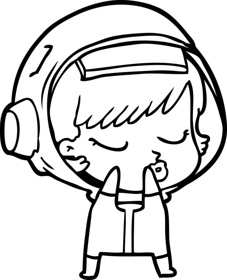 shy cartoon pretty astronaut girl vector