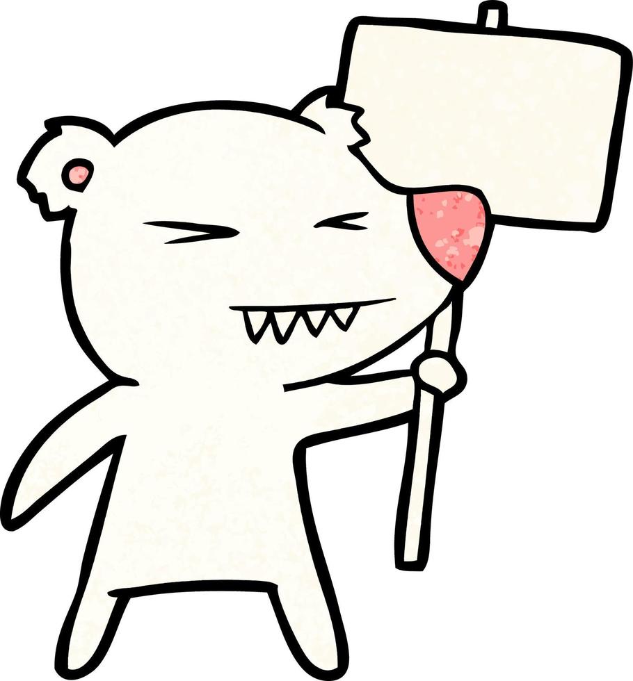 polar bear with protest sign cartoon vector