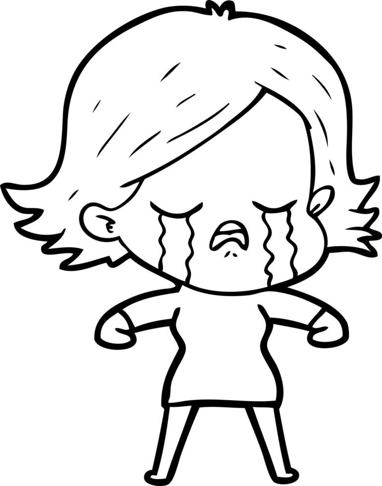 cartoon girl crying vector