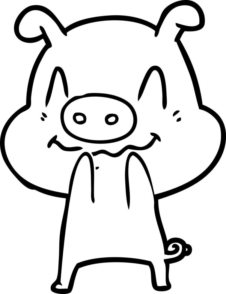 cerdo nervioso de dibujos animados vector