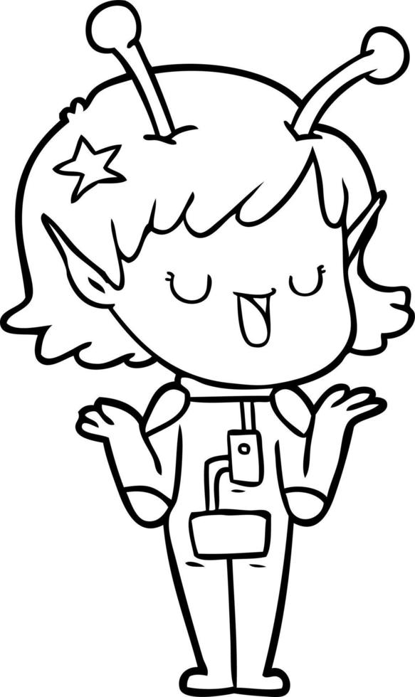 happy alien girl cartoon vector