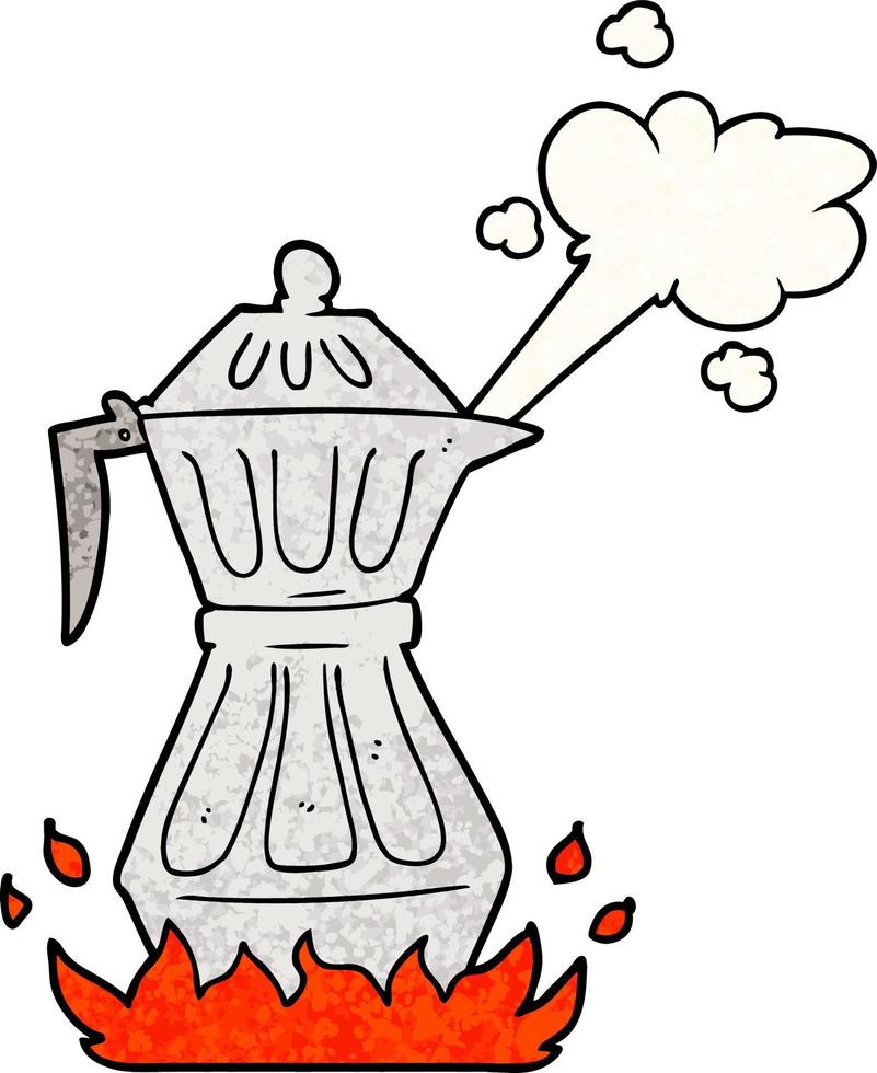 cartoon steaming espresso pot vector