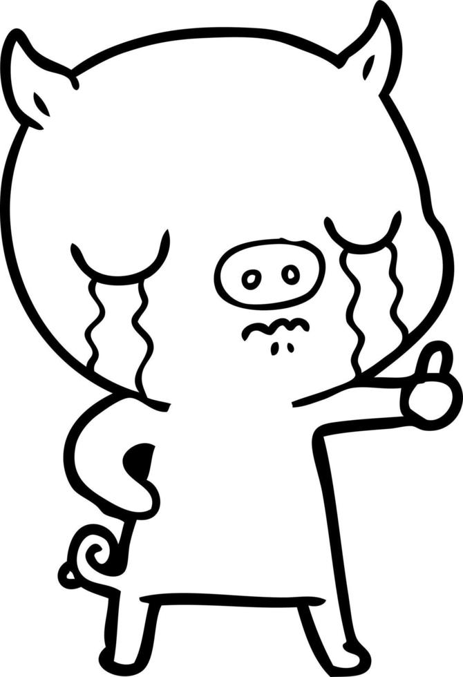 cartoon pig crying vector