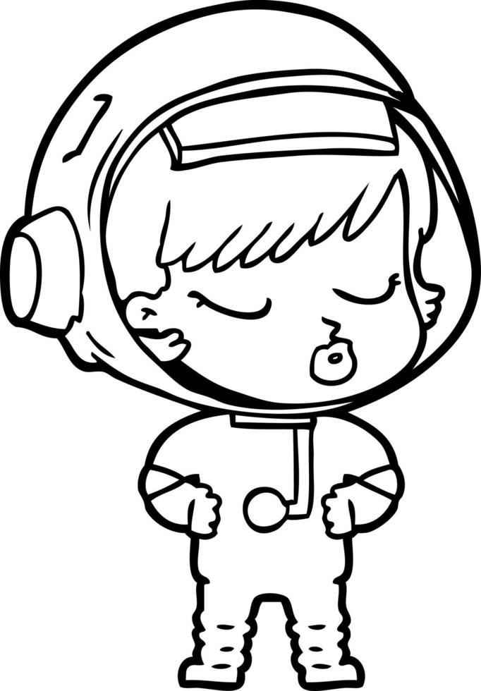 cartoon pretty astronaut girl vector