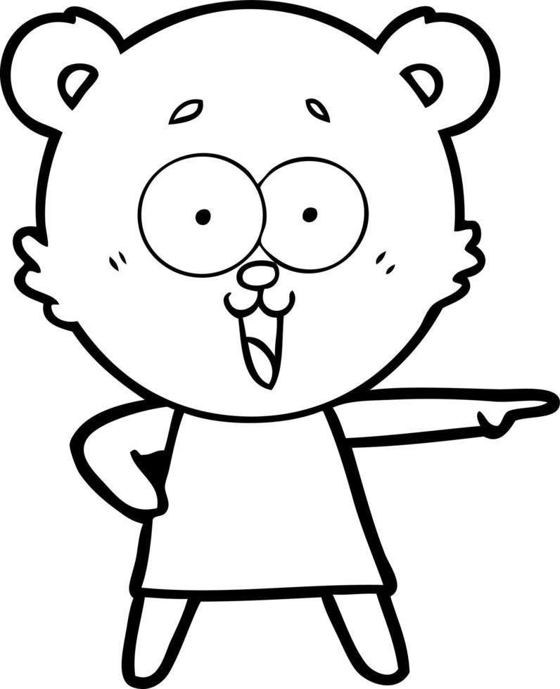 laughing pointing teddy bear cartoon vector