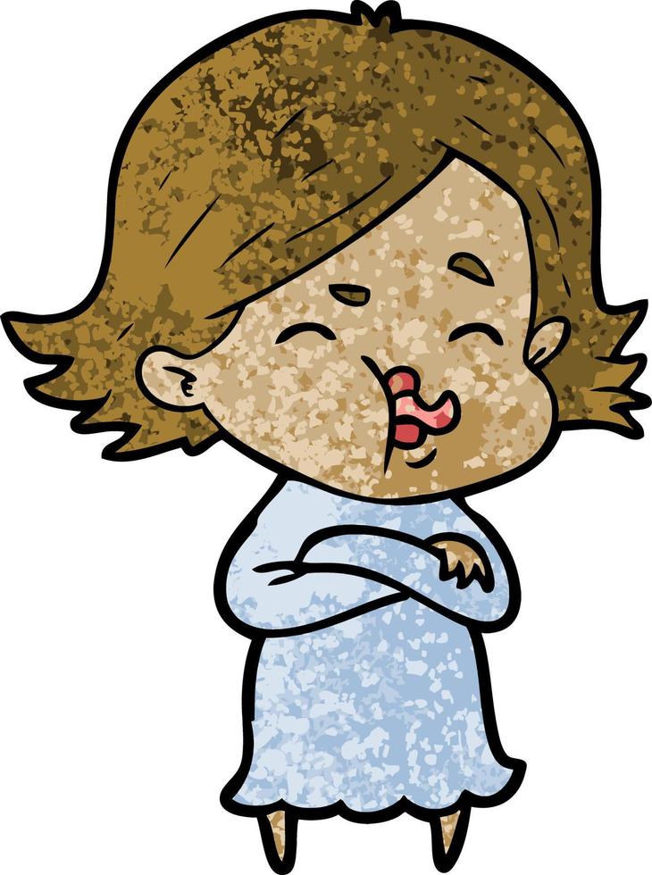 cartoon girl pulling face vector