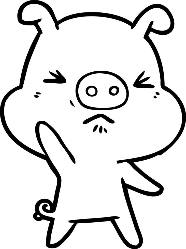 cartoon angry pig vector