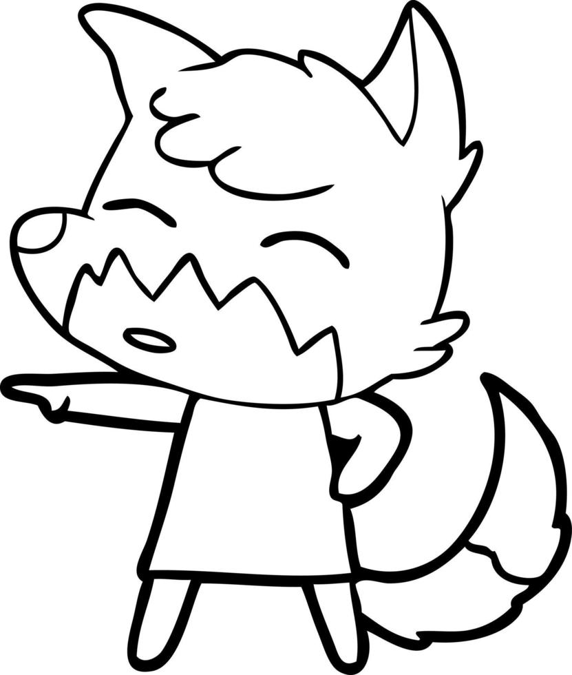cartoon fox in dress pointing vector
