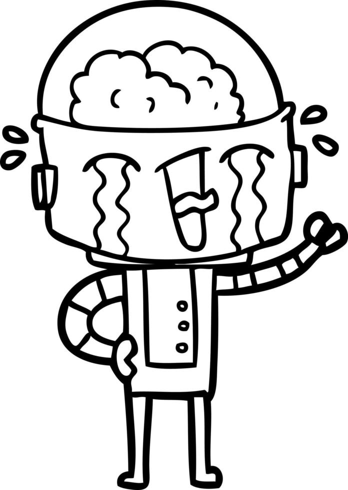 cartoon crying robot vector