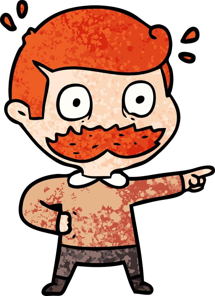 cartoon man with mustache shocked vector