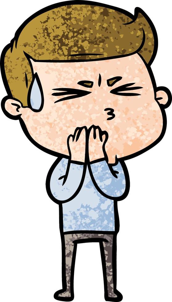 cartoon man sweating vector