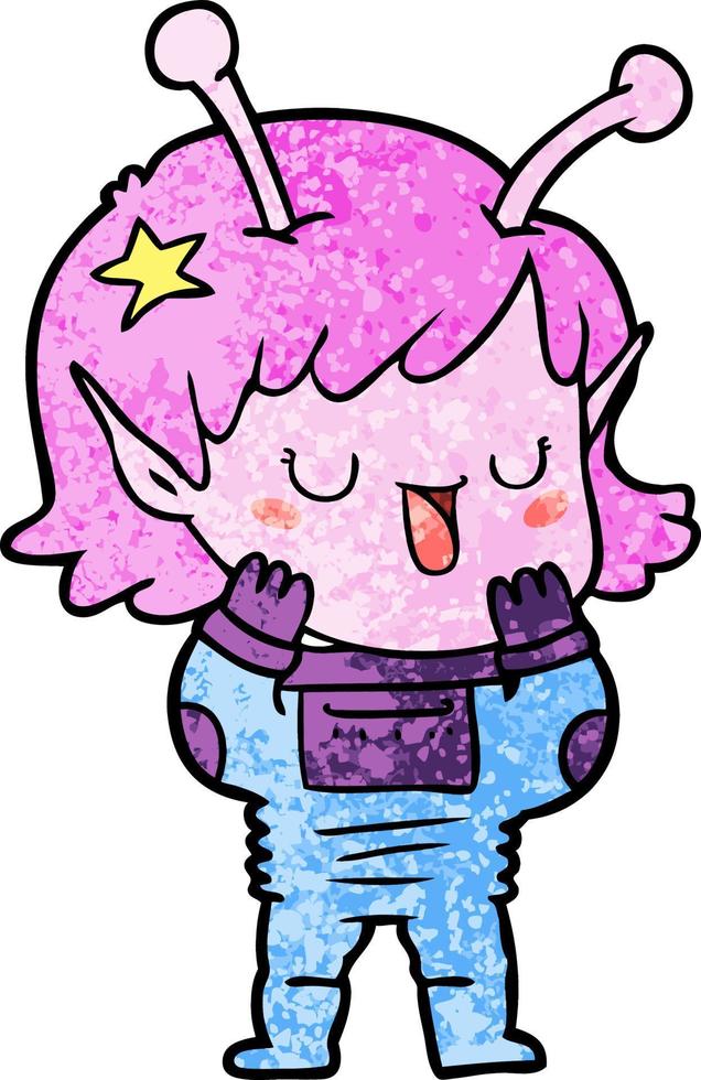 happy alien girl cartoon vector