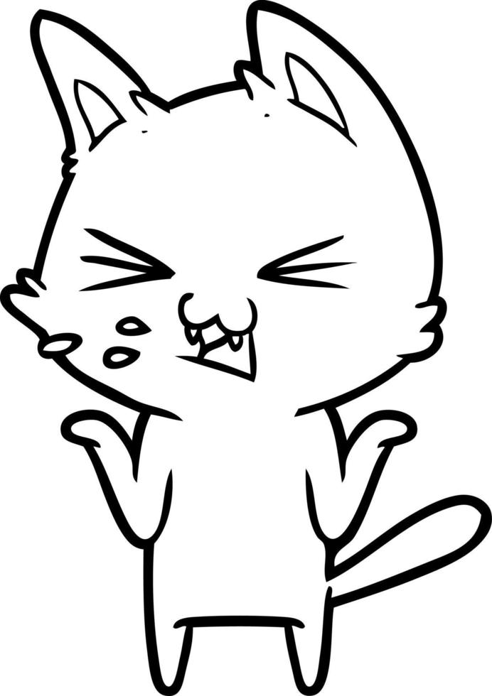 cartoon cat hissing vector