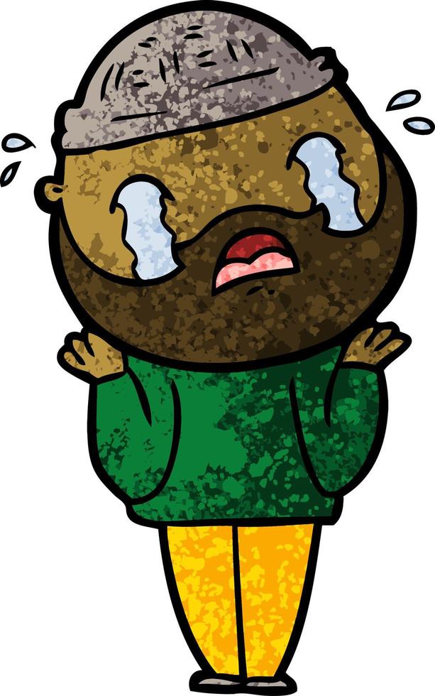 cartoon bearded man crying vector