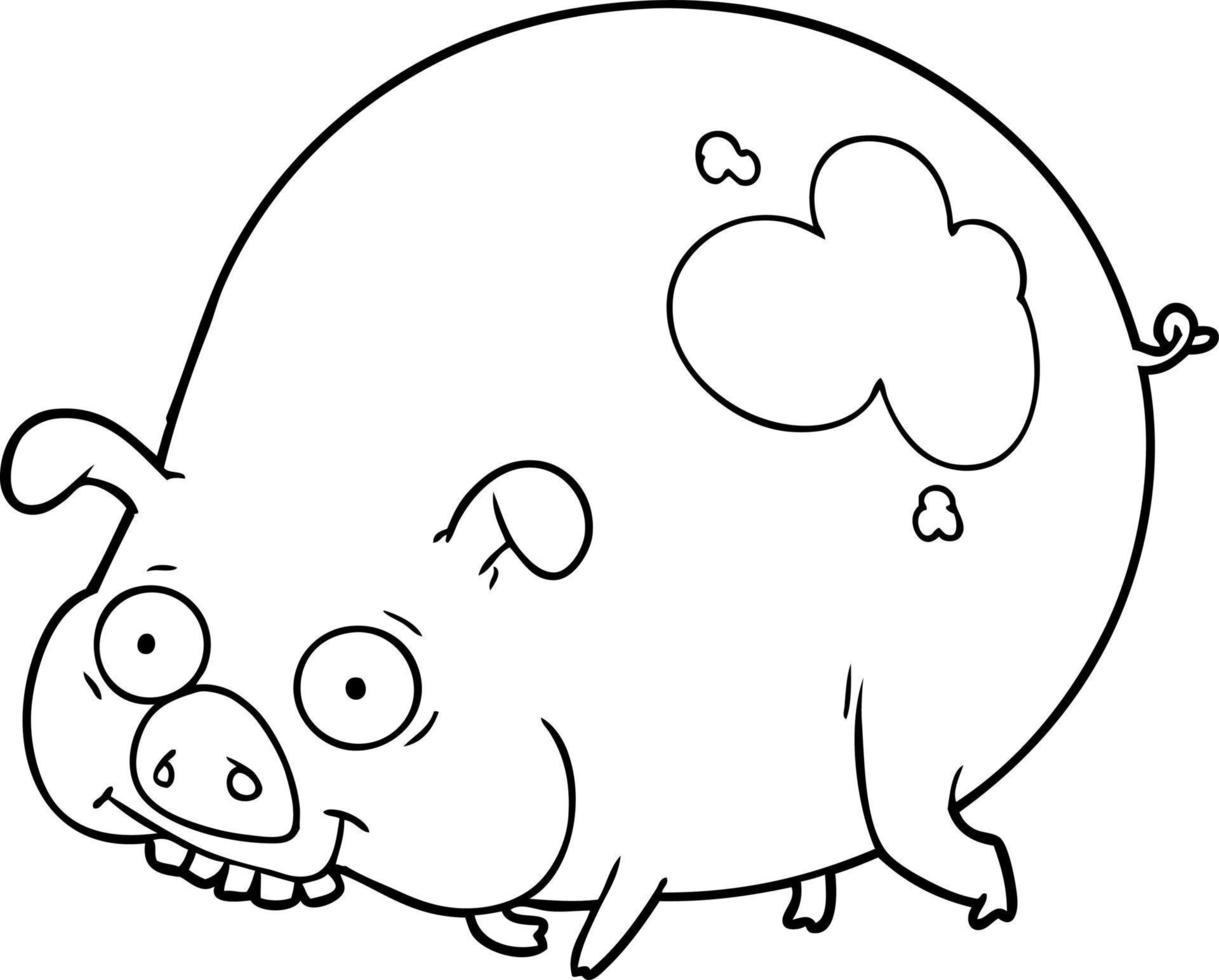 cartoon muddy pig vector