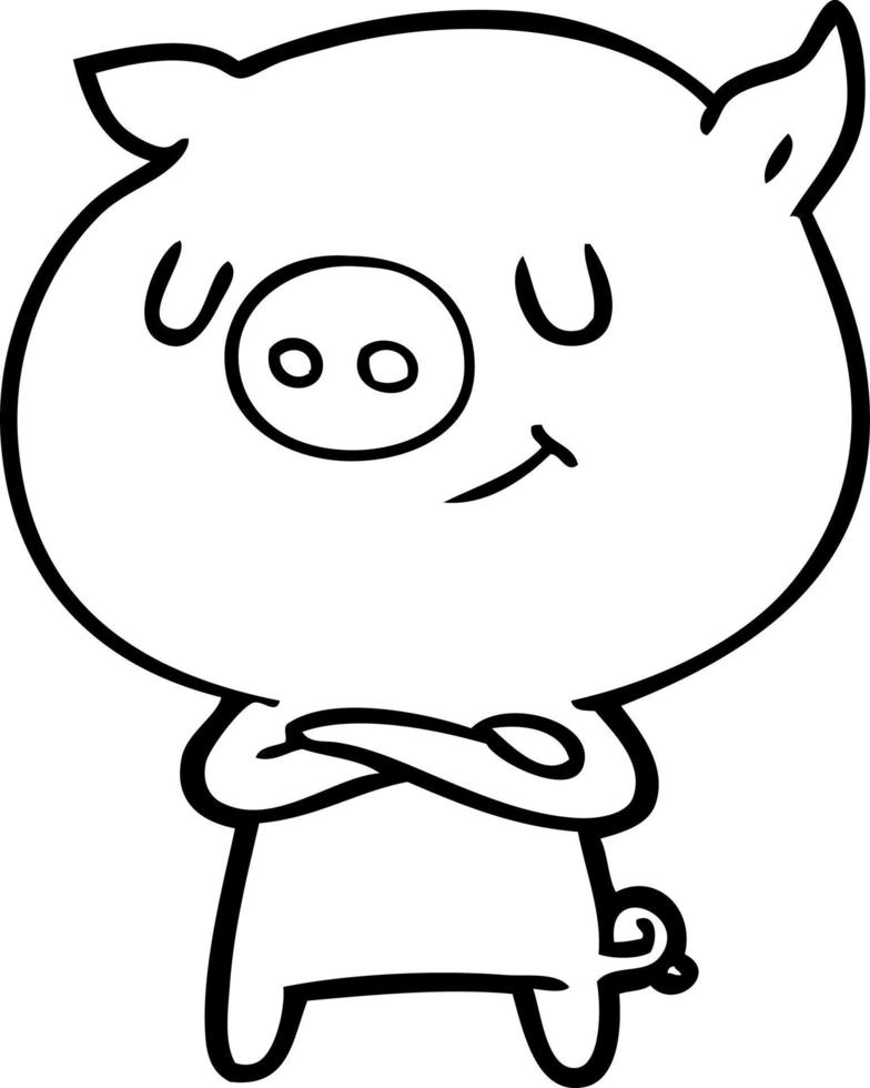 happy cartoon pig vector