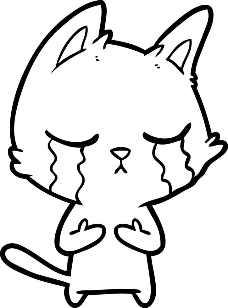 crying cartoon cat vector