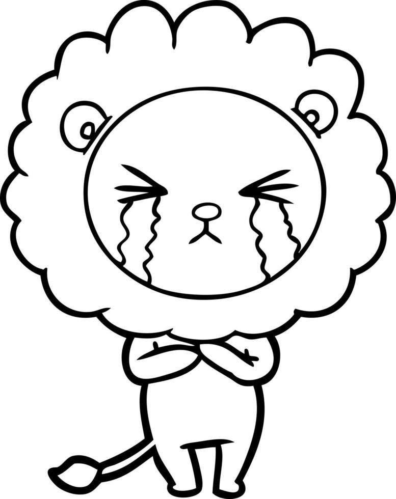 cartoon crying lion vector