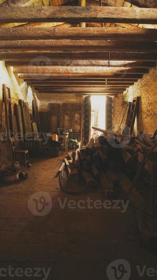 interior of a hacienda, or mexican house in latin america, entrance of light to contrast with the space, light and shadow photo