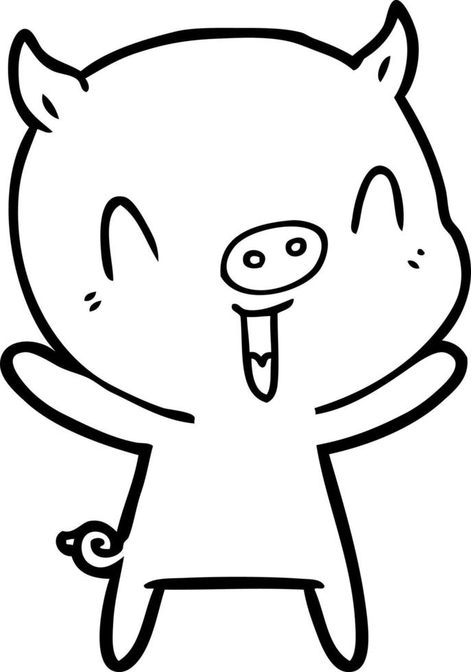 happy cartoon pig vector