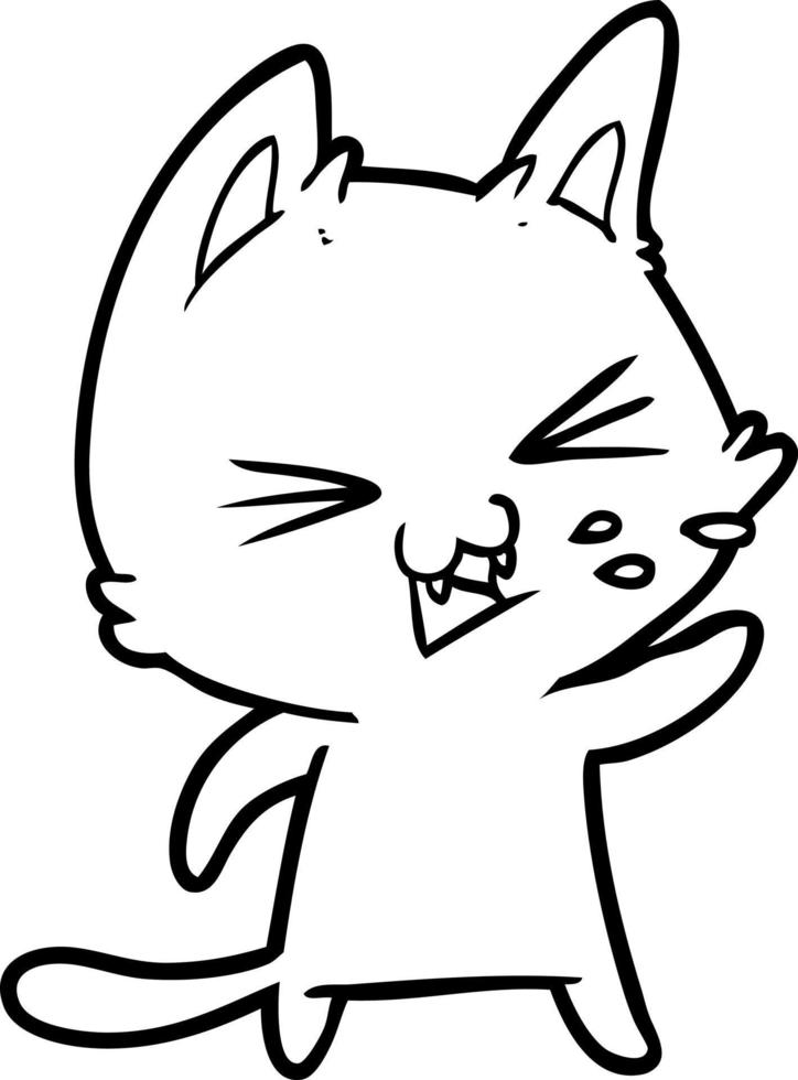 cartoon cat hissing vector