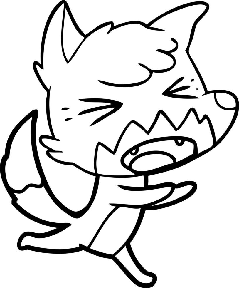 angry cartoon fox running vector