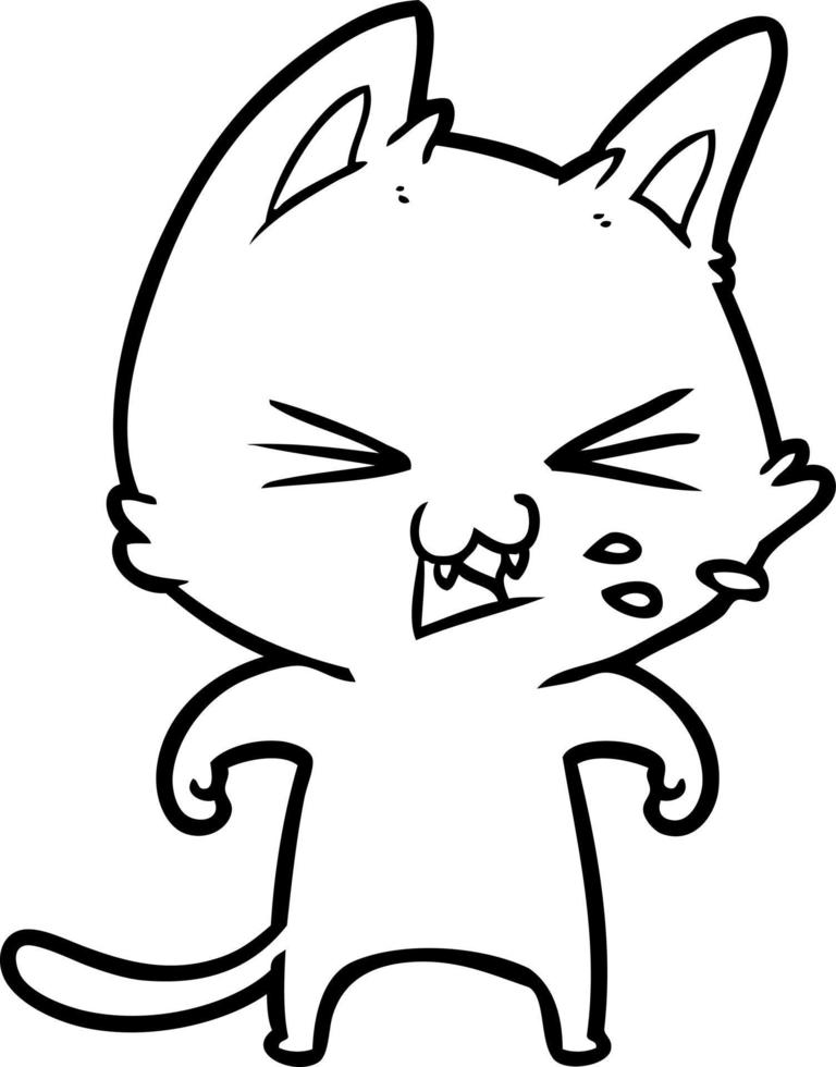 cartoon cat hissing vector