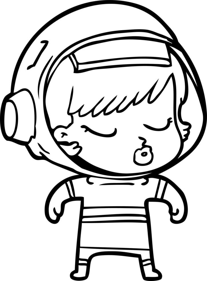 cartoon pretty astronaut girl vector