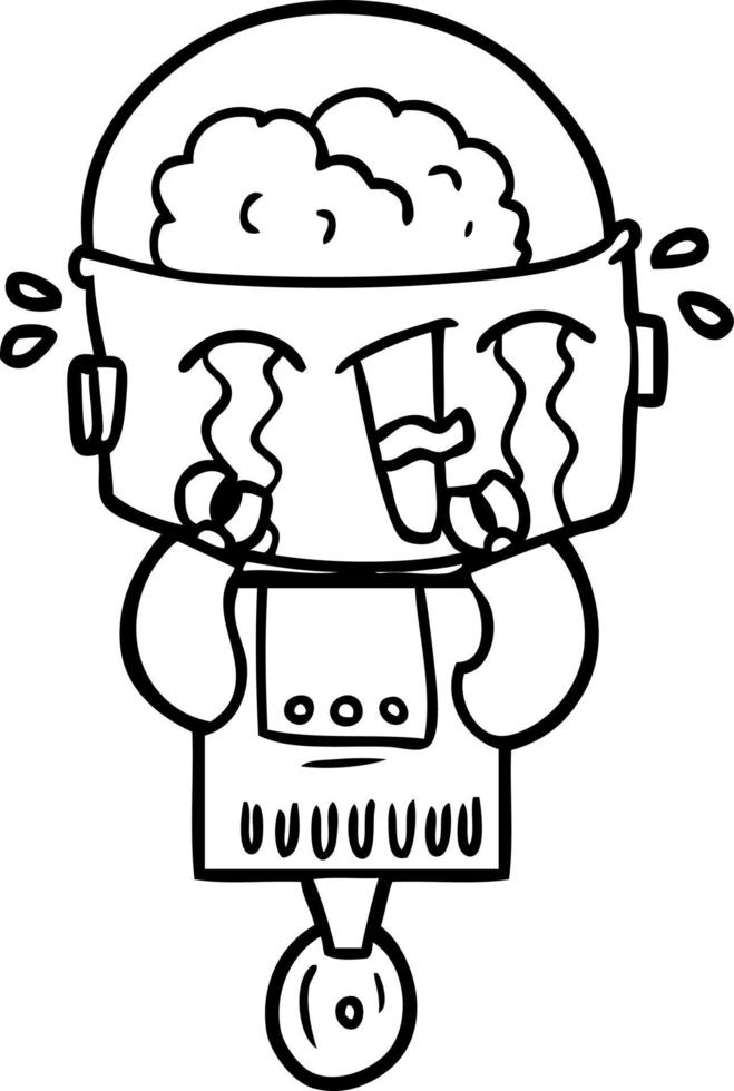 cartoon crying robot vector