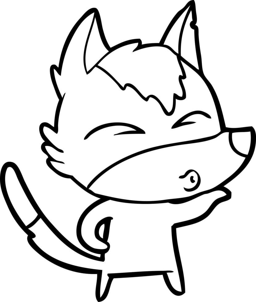 cartoon wolf pouting vector
