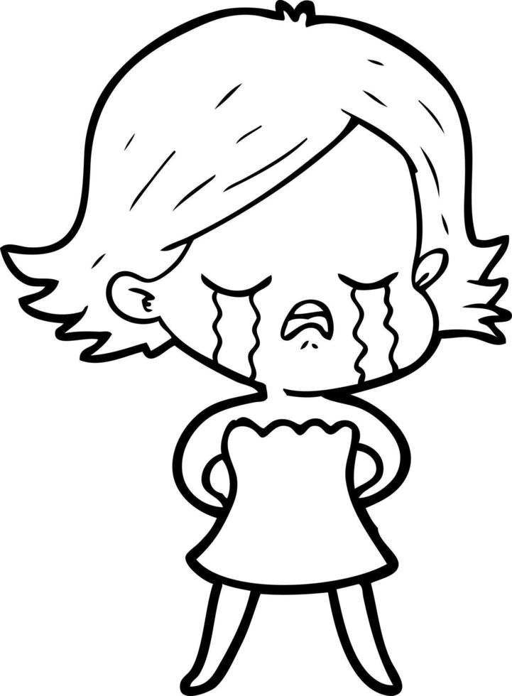 cartoon girl crying vector