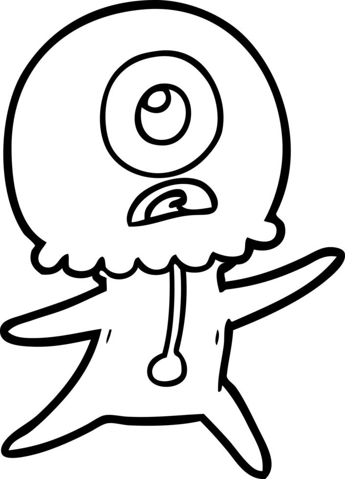 cartoon cyclops alien spaceman vector