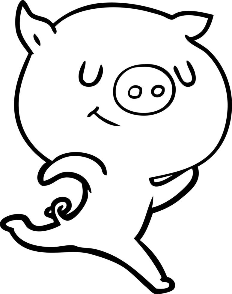 happy cartoon pig running vector