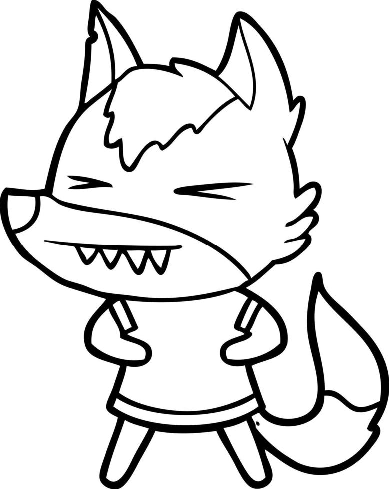 angry wolf cartoon vector