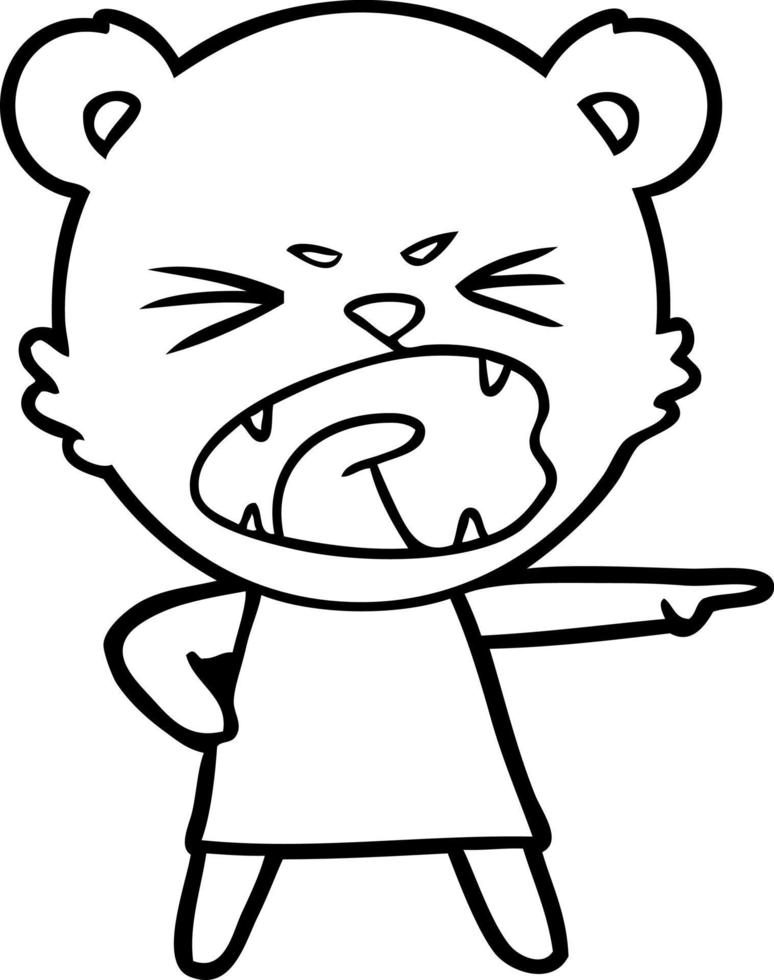 angry cartoon bear in dress shouting vector