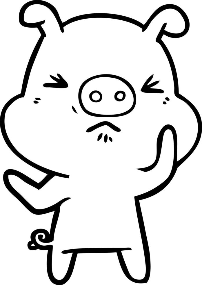 cartoon angry pig vector