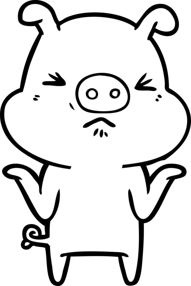 cartoon angry pig vector