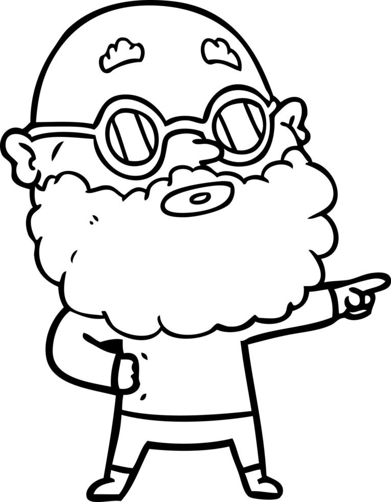 cartoon curious man with beard and glasses vector