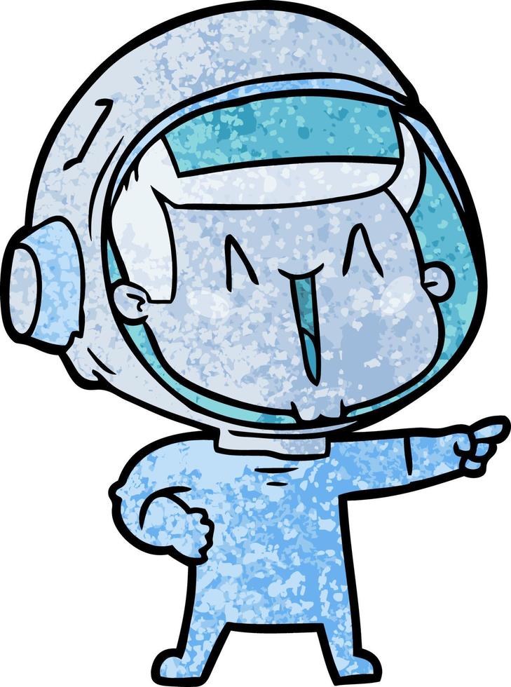 happy cartoon astronaut pointing vector