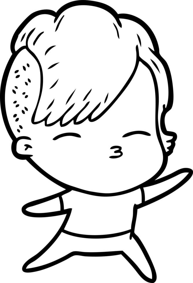 cartoon squinting girl vector