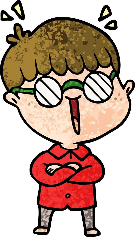 cartoon boy wearing spectacles vector