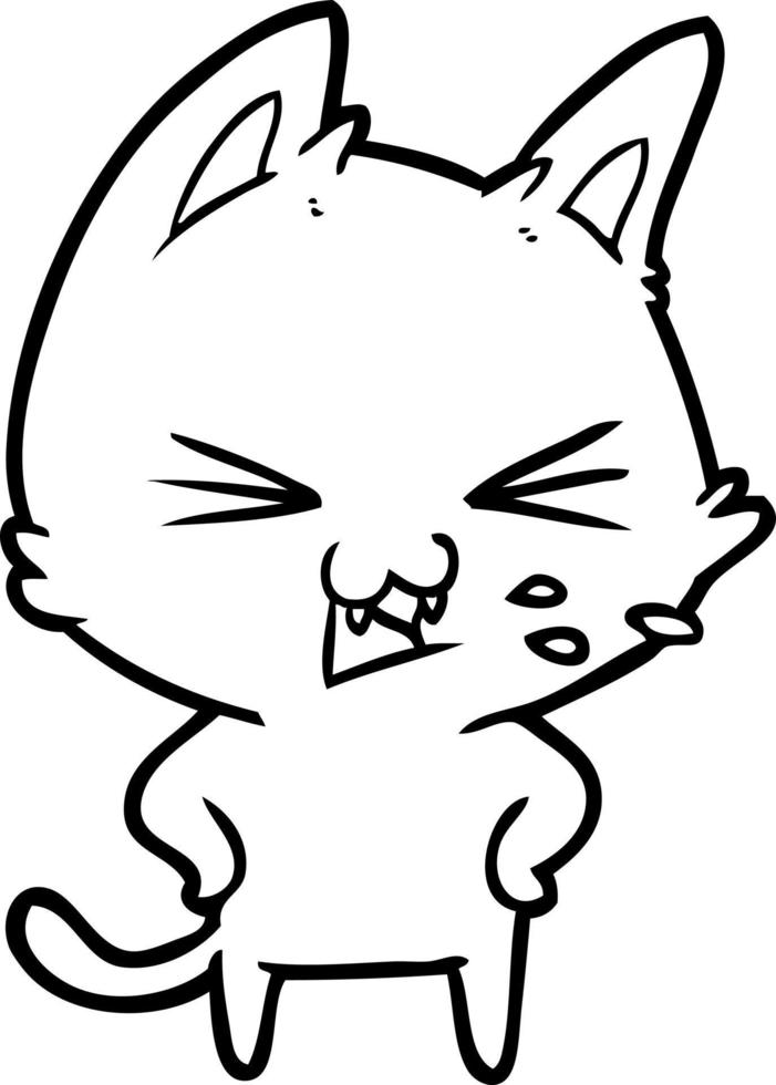 cartoon cat hissing vector